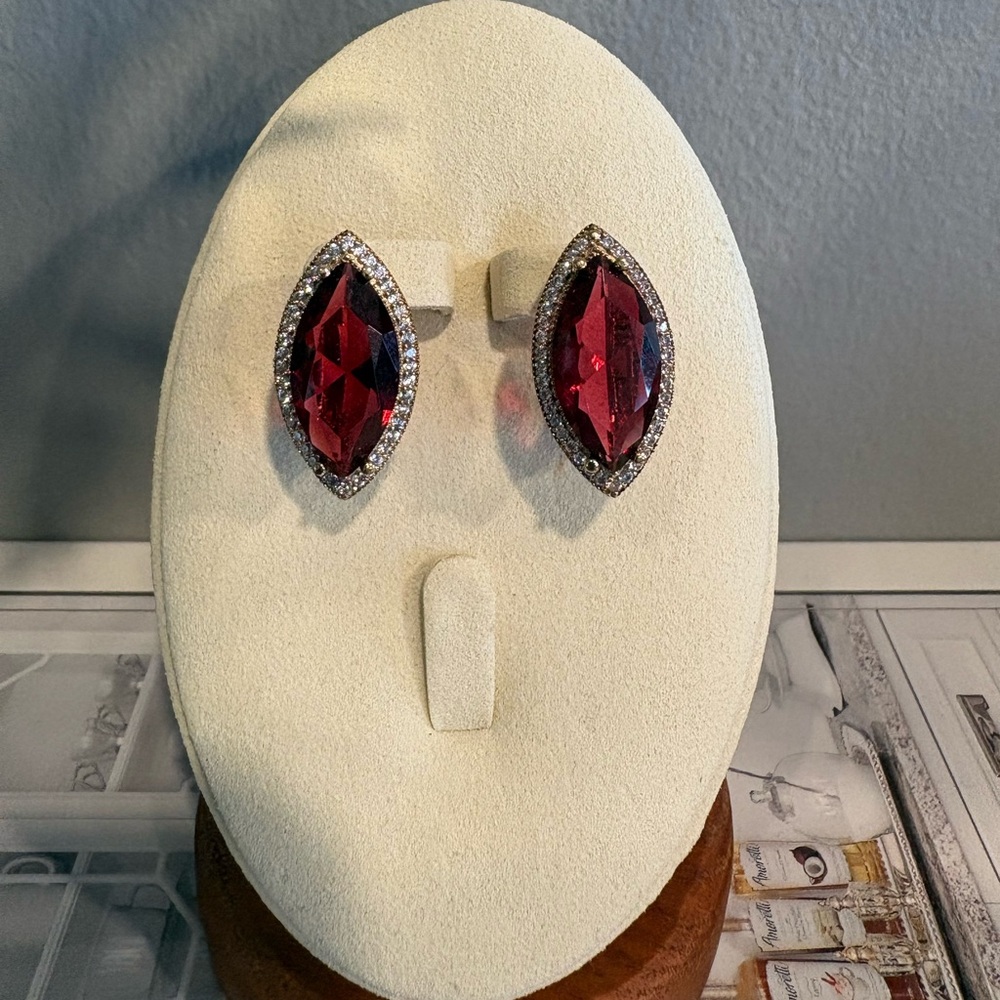 Glamorous Ruby Red Teardrop Earrings - image 2